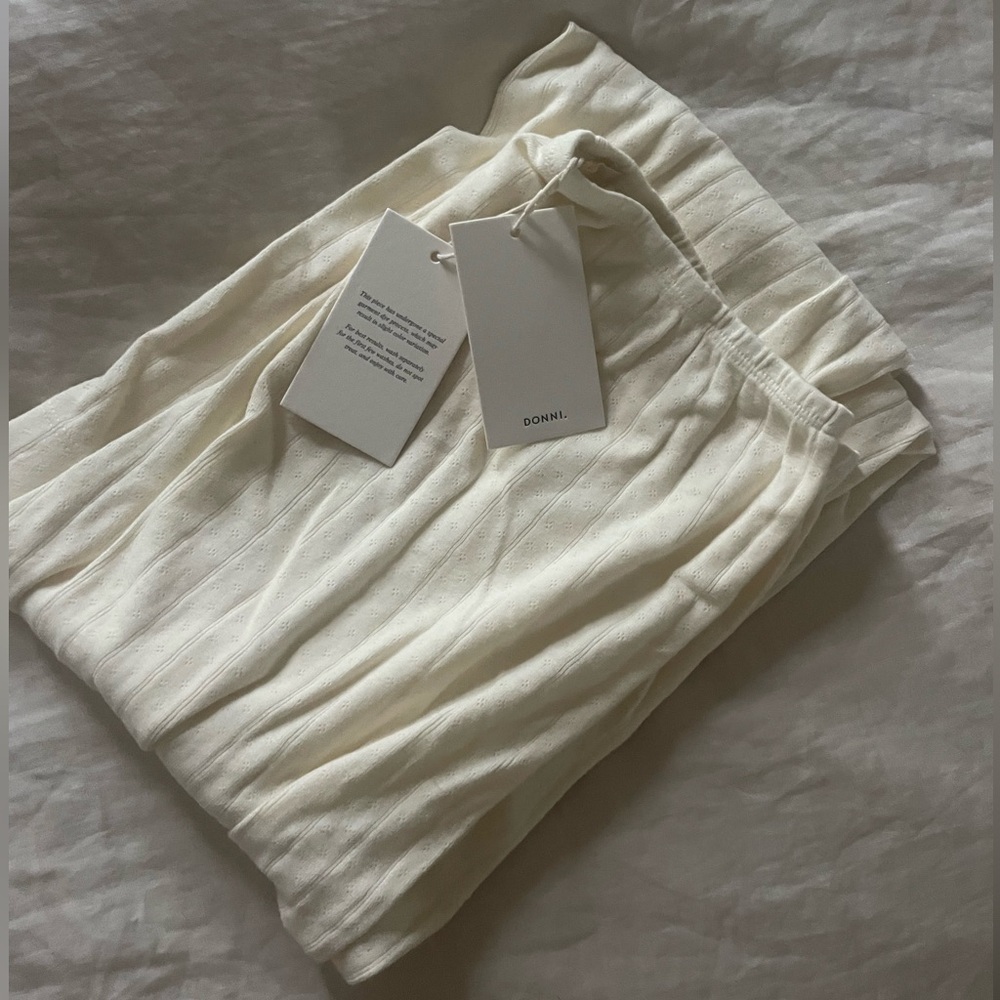 Donni Pointelle Simple Crop Pant in Cream